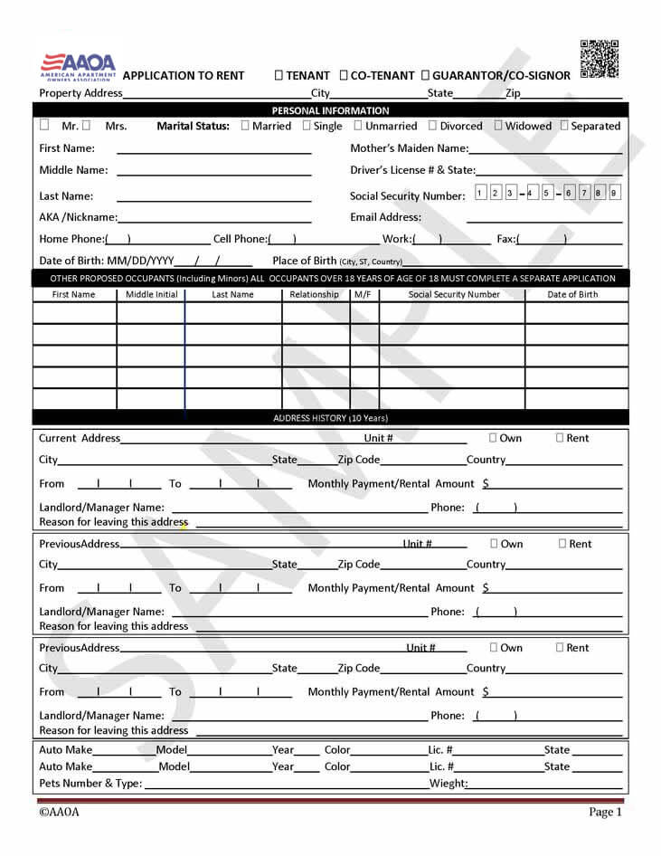 Rental Application Form